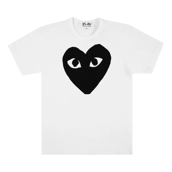 Футболка Comme des Garçons Short-Sleeve Play T-Shirt With Big Black Heart 'White/Black', белый