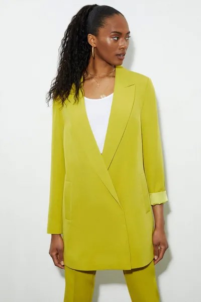 Высокий двубортный пиджак с разрезом по бокам Dorothy Perkins, зеленый