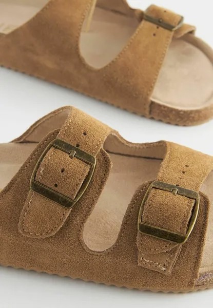 Тапочки Buckle Regular Fit Next, замшевые коричнево-коричневые