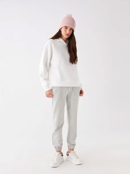 Женские однотонные спортивные штаны с эластичной резинкой на талии LCW Casual, светло-серый меланж