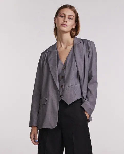 Женский пиджак с длинными рукавами и карманами Yas, серый