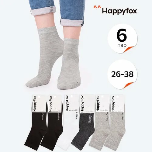 Носки Happyfox Для девочек, размер 18-20, , белый, серый, черный