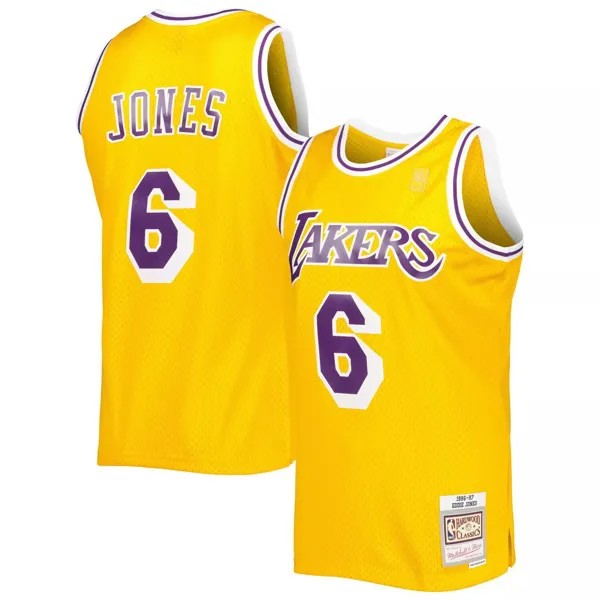 Мужская майка Mitchell & Ness Eddie Jones Gold Los Angeles Lakers 1996-97 Hardwood Classics Swingman
