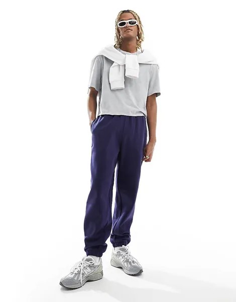 ASOS DESIGN – толстые джоггеры оверсайз темно-синего цвета, 400 г/м².