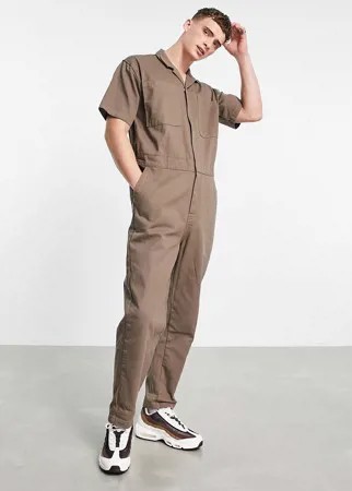 Джинсовый комбинезон коричневого цвета ASOS DESIGN-Коричневый цвет