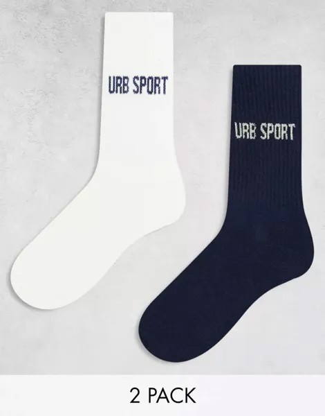 Набор из двух пар носков Urban Threads кремово-белого и темно-синего цветов