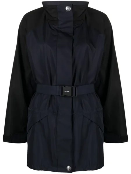 Prada logo-print tech-canvas coat, синий