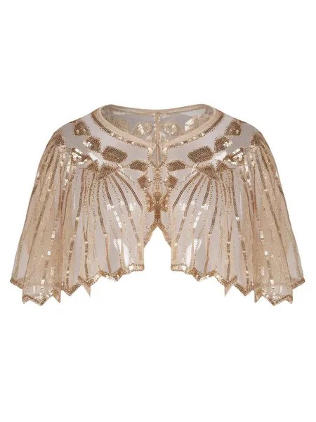 Milanoo 1920s Fashion Retro Women Cape Black Sequined Great Gatsby Flapper Shawl Wrap Halloween