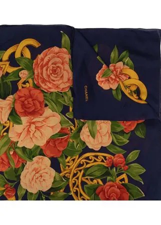 Chanel Pre-Owned платок 1990-х годов с цветочным принтом и логотипом CC