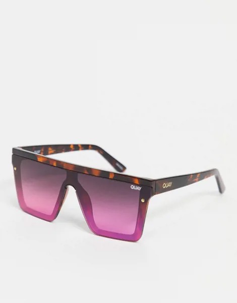 Женские розовые солнцезащитные очки с плоским верхом Quay Hindsight-Розовый цвет
