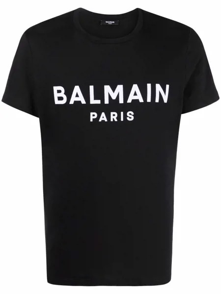 Balmain flocked logo cotton T-shirt
