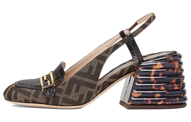 Туфли на высоком каблуке женские коричневые Fendi