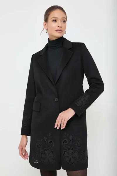 Шерстяное пальто Twinset, черный