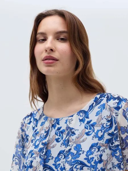 Узорчатая блузка с короткими рукавами Hybrid, цвет white/blue