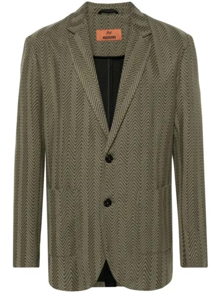 Missoni однобортный пиджак с узором зигзаг, зеленый