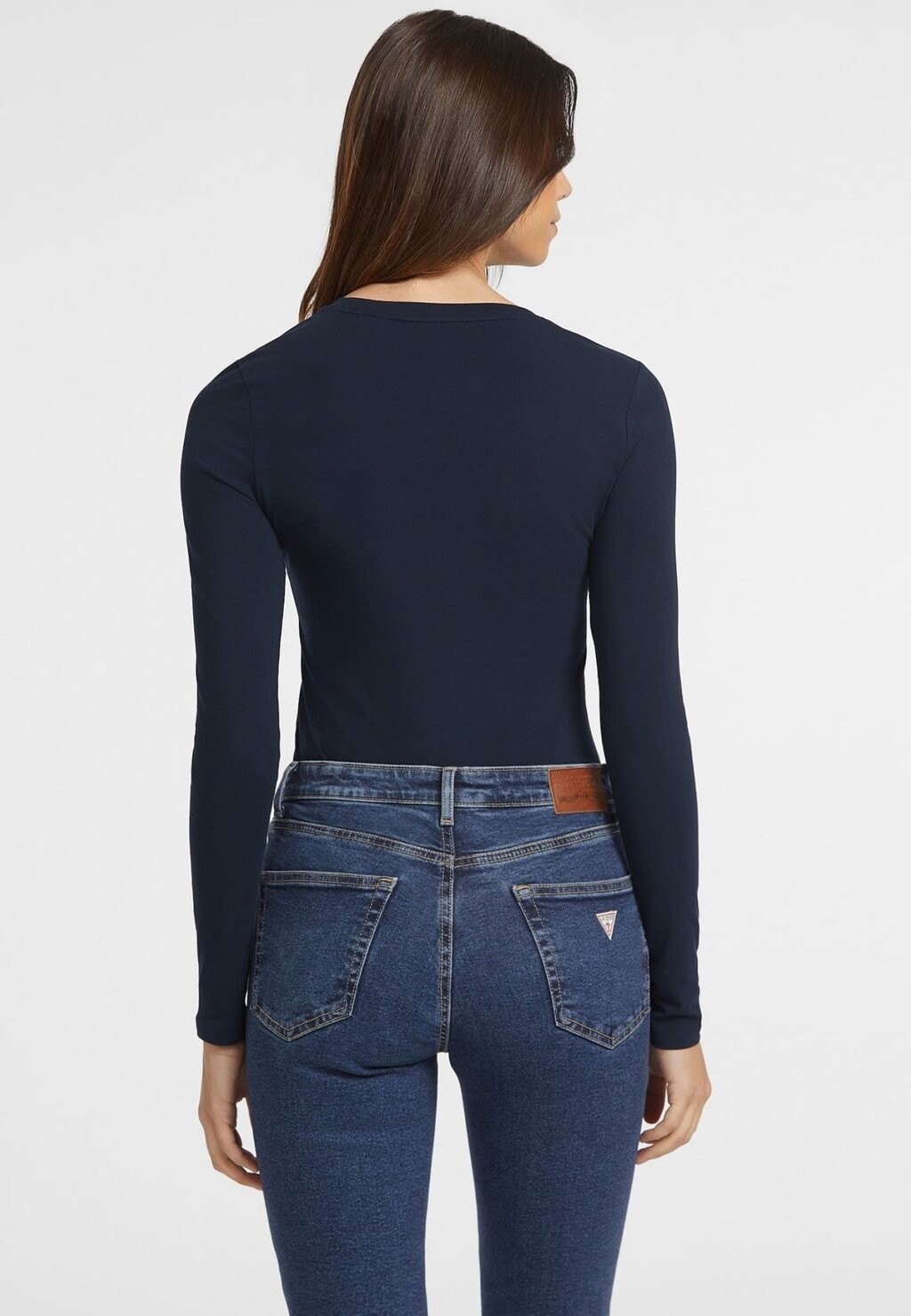 Топ с длинными рукавами VESTIBILITÀ SLIM A MANICA LUNGA RICAMATA Guess Jeans, темно-синий