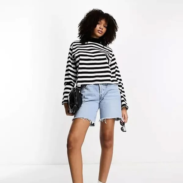 Свитшот Asos Design With Wide Sleeve, белый/черный