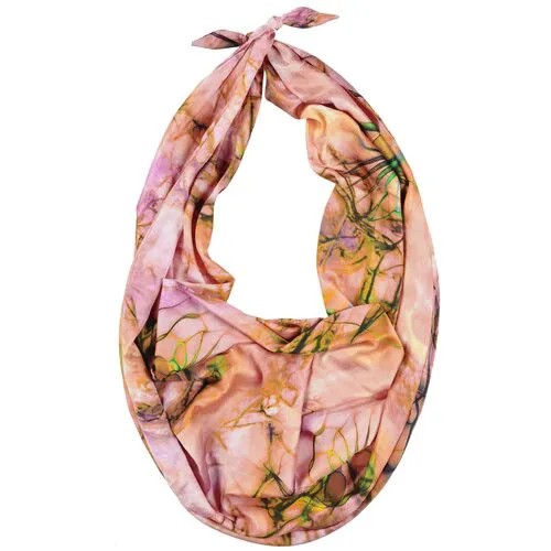 Шарф женский весенний, вискоза, шёлк, полиэстер, розовый, двойной шарф-долька Оланж Ассорти серия Марокко с узелками