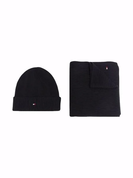 Tommy Hilfiger ribbed-knit scarf-beanie set