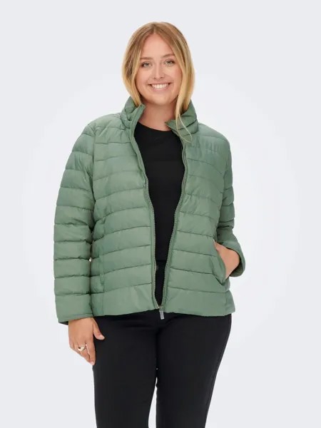 Куртка ONLY Wattierte Puffer Stepp Plus Size Übergrößen, зеленый