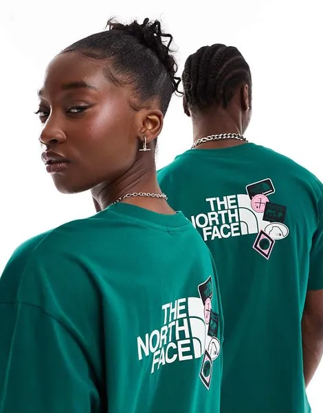 Темно-зеленая футболка оверсайз с принтом на спине The North Face Expedition Sticks эксклюзивно для ASOS