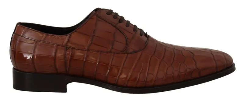 DOLCE - GABBANA Туфли Дерби Коричневые мужские из крокодиловой кожи в деловом стиле EU44/US11 $5200