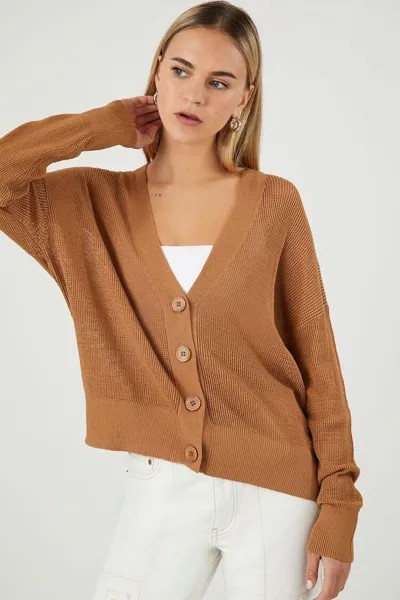 Кардиган с V-образным вырезом Forever 21, кэмел