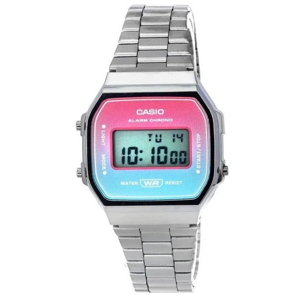 Casio Vintage Цифровой браслет из нержавеющей стали Кварцевые часы A168WERB-2A A168WERB-2 Унисекс