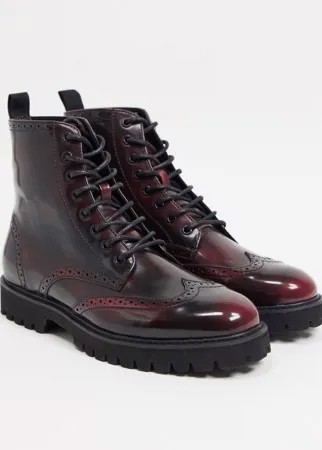 Красные броги из искусственной кожи на массивной подошве со шнуровкой ASOS DESIGN-Красный