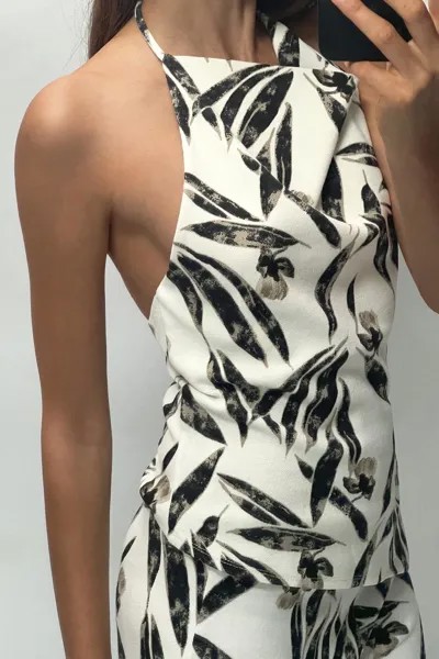 Топ из пике с принтом ZARA, цвет printed
