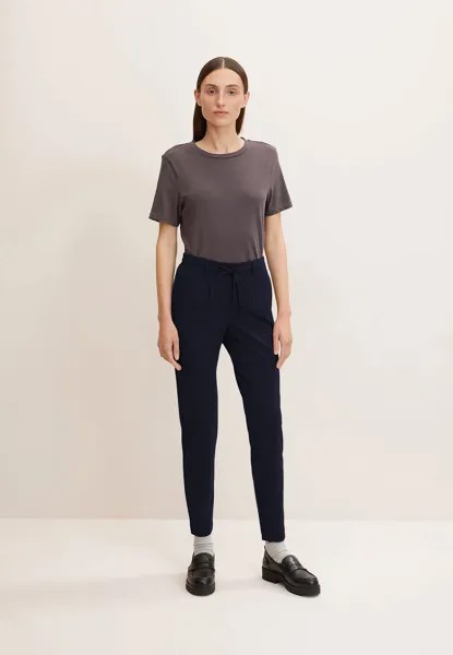 Брюки Tom Tailor Elegante Business Stoffhose Loose Fit Ankle Pants mit Tunnelzug, темно-синий