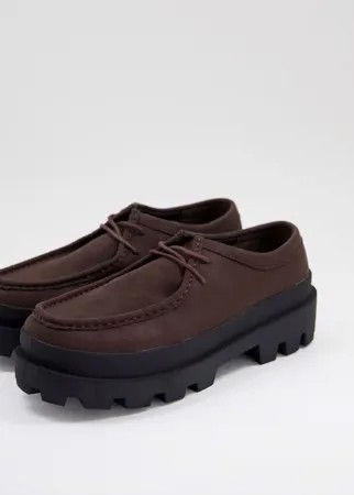 Коричневые туфли из искусственной кожи на толстой подошве со шнуровкой ASOS DESIGN-Коричневый цвет