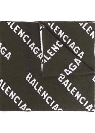 Balenciaga шарф вязки интарсия с логотипом
