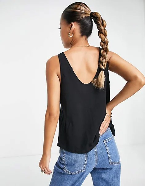 Черный жилет с круглым вырезом из смесового хлопка ASOS DESIGN Petite — ЧЕРНЫЙ