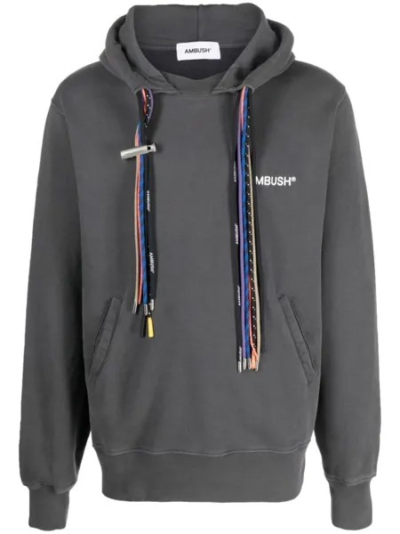 AMBUSH multicord-drawstring organic cotton hoodie, серый