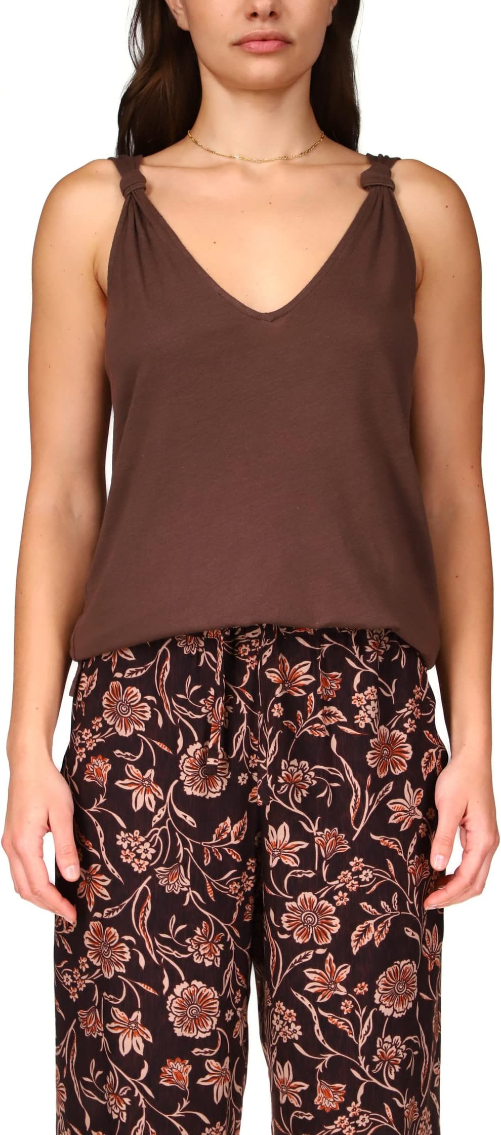 Майка Knotted Strap Linen Tank Sanctuary, цвет Chocolate