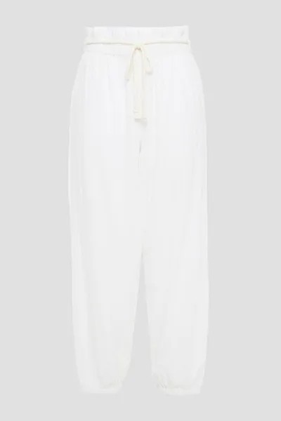 Укороченные брюки-галифе из мятой хлопчатобумажной ткани. ONIA, белый