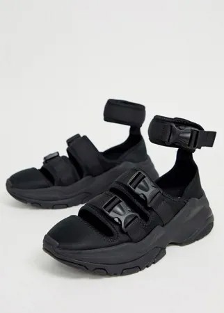 Черные спортивные сандалии на толстой подошве ASOS DESIGN-Черный