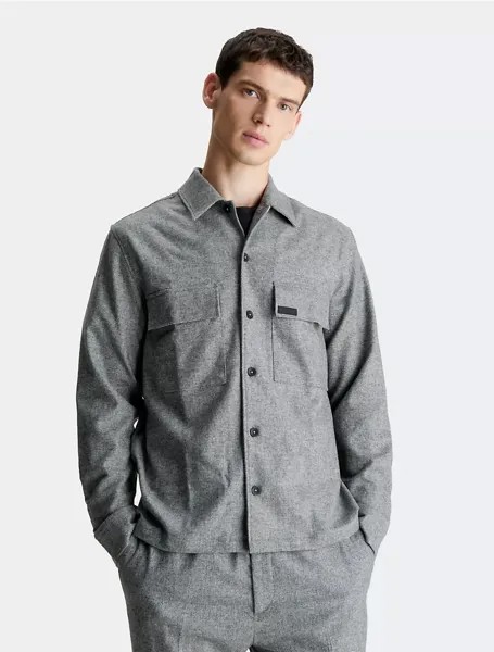 Рубашка Calvin Klein Wool Blend Classic Flannel Button-Down, серый