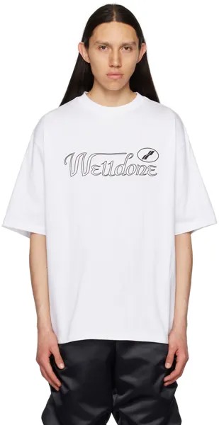 Белая футболка с курсивным символом We11done