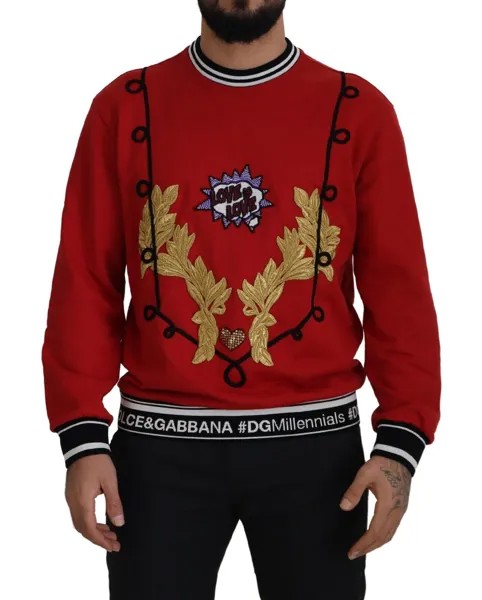 DOLCE - GABBANA Свитер Красный Хлопковый Пуловер с Пайетками Love IT40/US6/S 2200usd