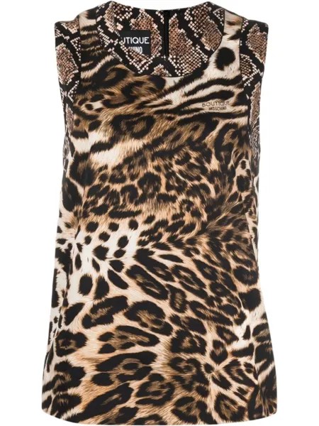 Boutique Moschino топ с анималистичным принтом, нейтральный цвет