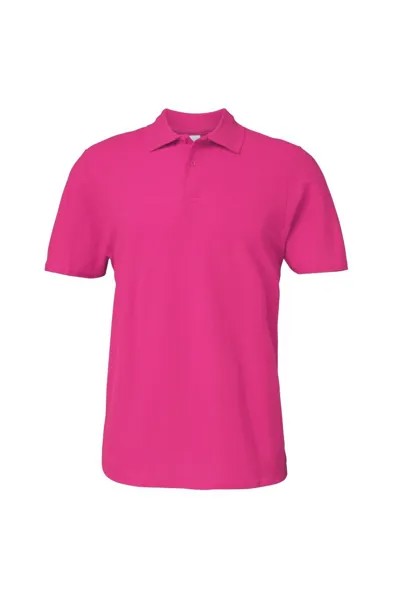 Рубашка поло из двойного пике с короткими рукавами Softstyle Gildan, розовый