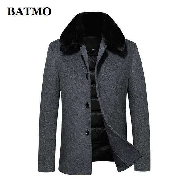 BATMO 2020 Зимняя шерстяная одежда плащ для мужчин, мужская 90% белая утка вниз с шерстяной подкладкой с Куртки уплотненный шерстяное пальто для м...