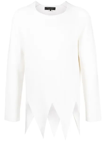 Comme des Garçons Homme Plus джемпер асимметричного кроя в рубчик, белый