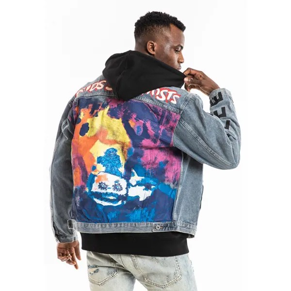 Джинсовые куртки Kanye West для детей, уличная одежда с изображением призраков, граффити, мужские джинсовые пальто в стиле хип-хоп, ветровка, куртка-бомбер