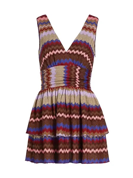 Многоярусное мини-платье Laura с зигзагом Ramy Brook, цвет chevron holiday knit