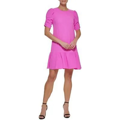 DKNY Женское розовое летнее платье миди со рюшами 14 BHFO 1057