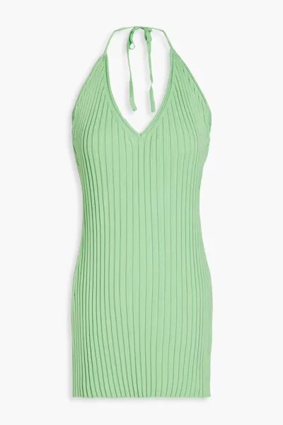 Платье мини с вырезом халтер в рубчик Gauge81, светло-зеленый