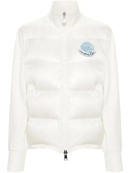 Moncler куртка с дутыми вставками и логотипом, нейтральный цвет